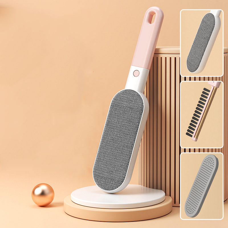 Double-sided pet hair remover for lifting fur from furniture and fabric