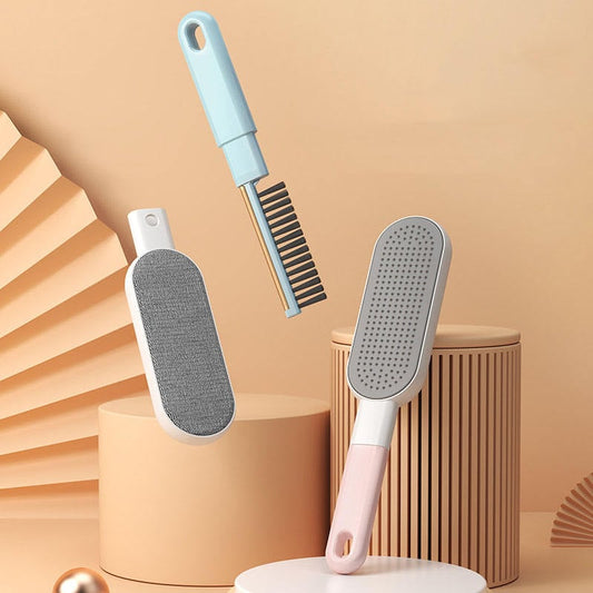 Double-sided pet hair remover for lifting fur from furniture and fabric